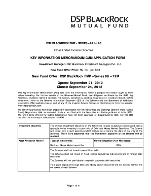 DSP BlackRock FMP Series 68 Application Form