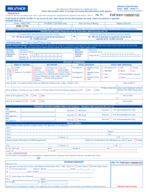 Reliance Fixed Horizon Fund Application Form