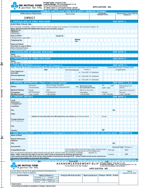 SBI Mutual Fund Application Form