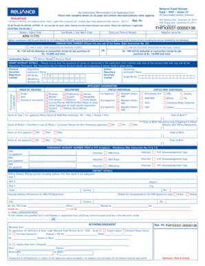 Reliance Fixed Horizon Fund Application Form