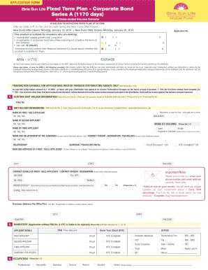 Birla Sun Life Fixed Term Plan Application Form