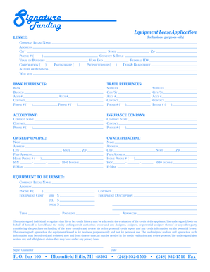 Equipment Lease Application