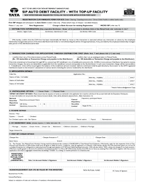 Tata Mutual Fund SIP Auto Debit Registration Form
