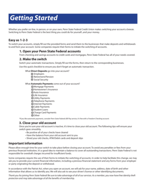 Penn State Federal Account Switching Forms