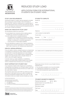 Reduced Study Load Application Form