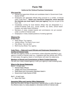 California Form 700 Political Disclosure Statement