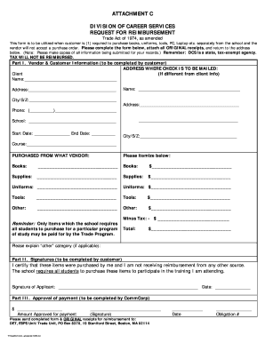 Trade Act Reimbursement Request Form