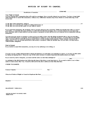 Notice of Right to Cancel and Compliance Agreement