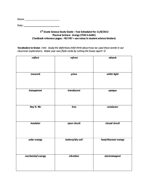5th Grade Science Study Guide