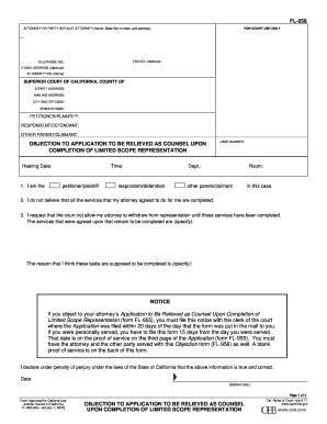 California Objection to Application to Be Relieved as Counsel