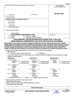 California Child Support Case Registry Form