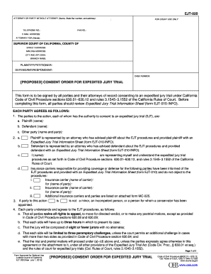 California Expedited Jury Trial Consent Order