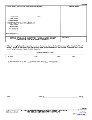 California Gender Change Hearing Petition