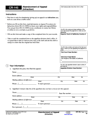 Abandonment of Appeal Form CR-145
