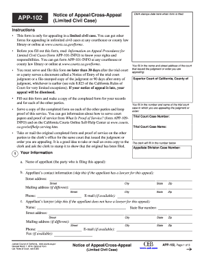 California Notice of Appeal/Cross-Appeal (Limited Civil Case)