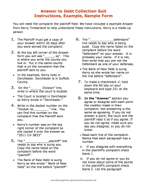 Answer to Debt Collection Suit