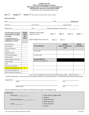 Lehigh University Minor Declaration Form