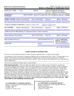 Alien's Change of Address Form
