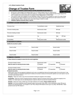 U.S. Global Investors Funds Change of Trustee Form