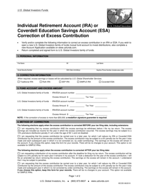 IRA or ESA Excess Contribution Correction Form