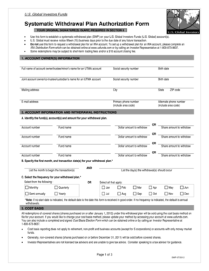 Systematic Withdrawal Plan Authorization Form
