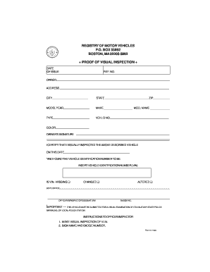 Massachusetts Vehicle Inspection Form