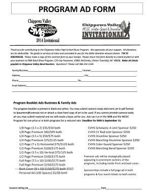 Musician contract - SMB ad form - Chippewa Valley High School bBandsb