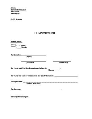 Application for submission of documents - hundesteuer kreuzau