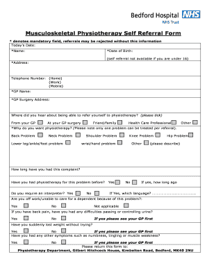 Musculoskeletal Physiotherapy Self Referral Form - greensands org