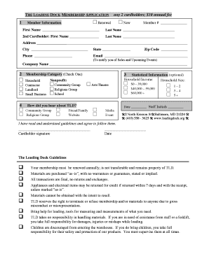 THE LOADING DOCK MEMBERSHIP APPLICATION any 2 cardholders - loadingdock