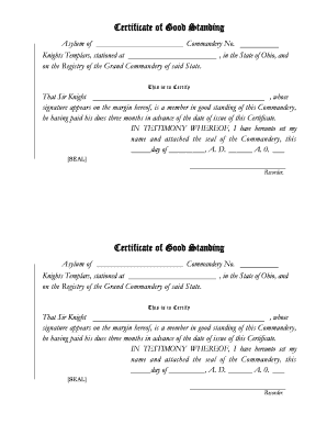 Fillable Online Certificate of Good Standing.doc Fax Email Print ...