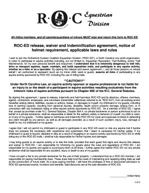 ROC-ED release, waiver and indemnification agreement, notice of ... - rutherfordoutdoor