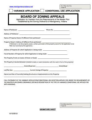 VARIANCE APPLICATION CONDITIONAL USE APPLICATION