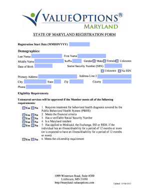 Fillable Online STATE OF MARYLAND REGISTRATION FORM Fax Email Print ...