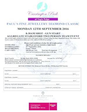 Paul's Fine Jewellery Diamond Classic - Golf Calendar