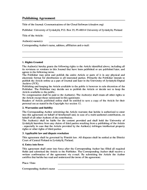 Individual performance contract - Publishing Agreement Template - Communications of Cloud Software