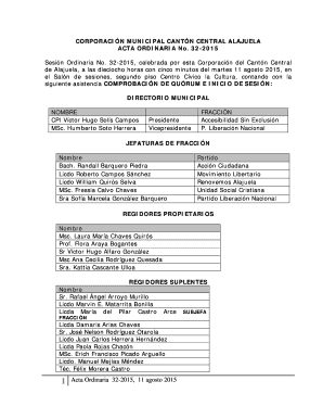 Hc11 - CORPORACIN MUNICIPAL CANTN CENTRAL ALAJUELA ACTA ORDINARIA No - munialajuela go