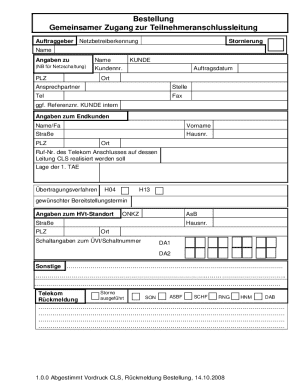 German Telecommunications Order Form