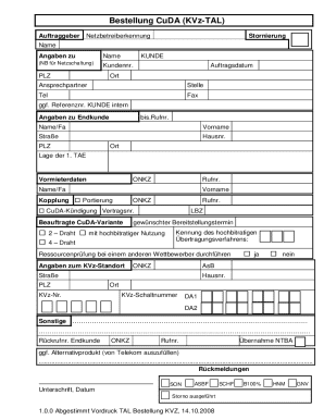 CuDA Order Form (KVz-TAL)