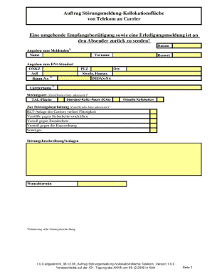 Telekom Störungsmeldung-Kollokationsfläche