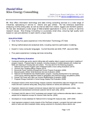 Mary Klos Resume October 2011 Resume for Mary Klos at Klos Energy Consulting