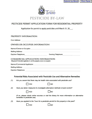 Pesticide bApplication Formb - Town of Truro