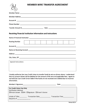 2014-09 Member bWire Transfer Agreementb - San Juan Credit Union
