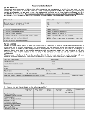 Reference letter sample for employee - Recommendation Letter 1 - EDHEC Business School - app edhec