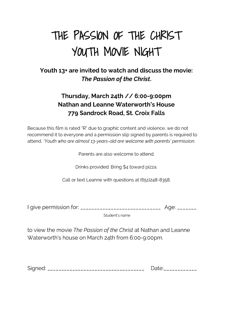 THE PASSION OF THE CHRIST YOUTH MOVIE NIGHT Preview on Page 1