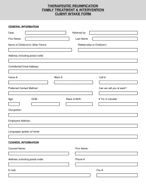 New client intake form - THERAPEUTIC REUNIFICATION FAMILY TREATMENT amp INTERVENTION - vanbetlehem