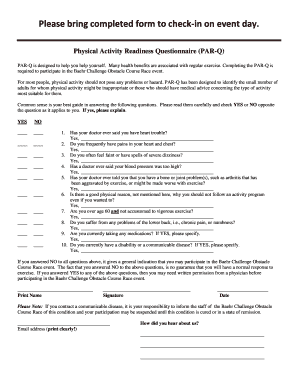 Ctivity Readiness Questionnaire PAR-Q - Baehr Challenge - baehrchallenge