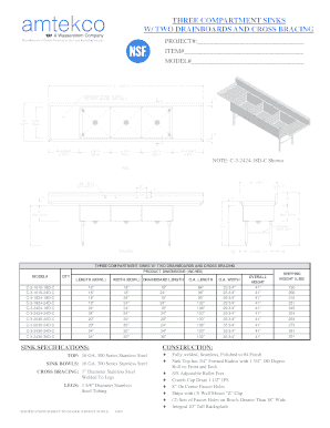 Fillable Online THREE COMPARTMENT SINKS W TWO DRAINBOARDS AND CROSS ...