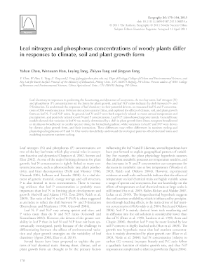 Acceptance letter for job - Leaf nitrogen and phosphorus concentrations of woody plants differ in responses to climate soil and plant growth form