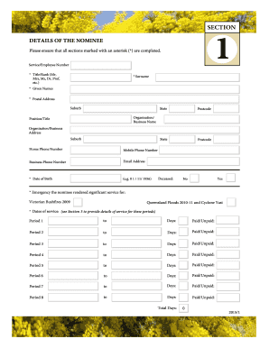 Order of bAustraliab Nomination bFormb - Governor-General of the bb
